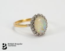 Vintage 18ct Gold Opal and Diamond Ring