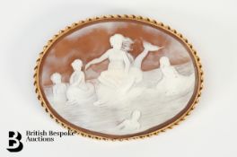 Large Shell Cameo Brooch