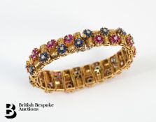 18ct Yellow Gold Sapphire, Ruby and Diamond Bracelet