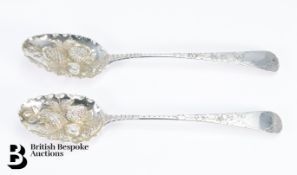 Pair of Georgian Silver Berry Spoons