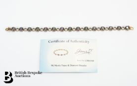 9ct Gold Mystic Topaz and Diamond Bracelet