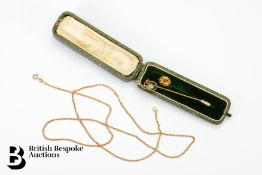 Gold Tie Pins and Fine Neck Chain