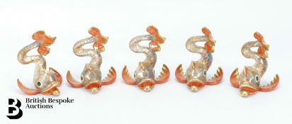 Six Herend Porcelain Carp