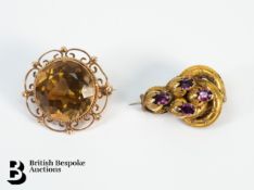 9ct Amethyst Brooch