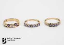 Blue Tanzanite and Diamond Ring