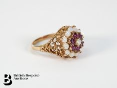 9ct Yellow Gold Opal and Ruby Ring