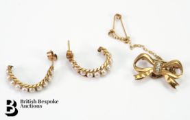 9ct Gold Earrings and Brooch