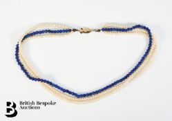 Freshwater Pearl and Lapis Lazuli Necklace