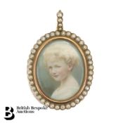 Gold and Seed Pearl Mourning Pendant/Locket