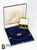14ct Gold Garnet Necklace, Bracelet and Earrings Set