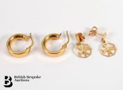 Two Pairs of 18ct Gold Earrings