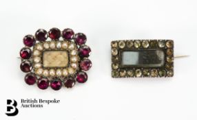 Georgian Garnet and Seed Pearl Mourning Brooch