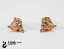 9ct Rose Gold Fox Ear Studs
