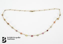 9ct Gold Ruby and Sapphire Necklace