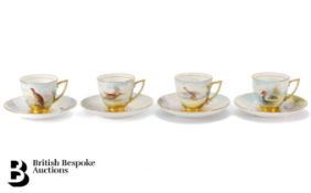 Four Hand Painted Cups and Saucers