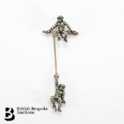 9ct Yellow Gold and Silver Cubic Zircon Brooch