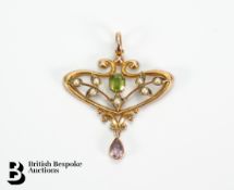 Peridot and Seed Pearl Pendant