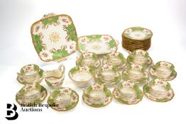 19th Century Coalport Part Tea Set and Pink Hand Painted Floral Plates