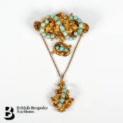 Early Victorian 14ct Gold and Turquoise Brooch
