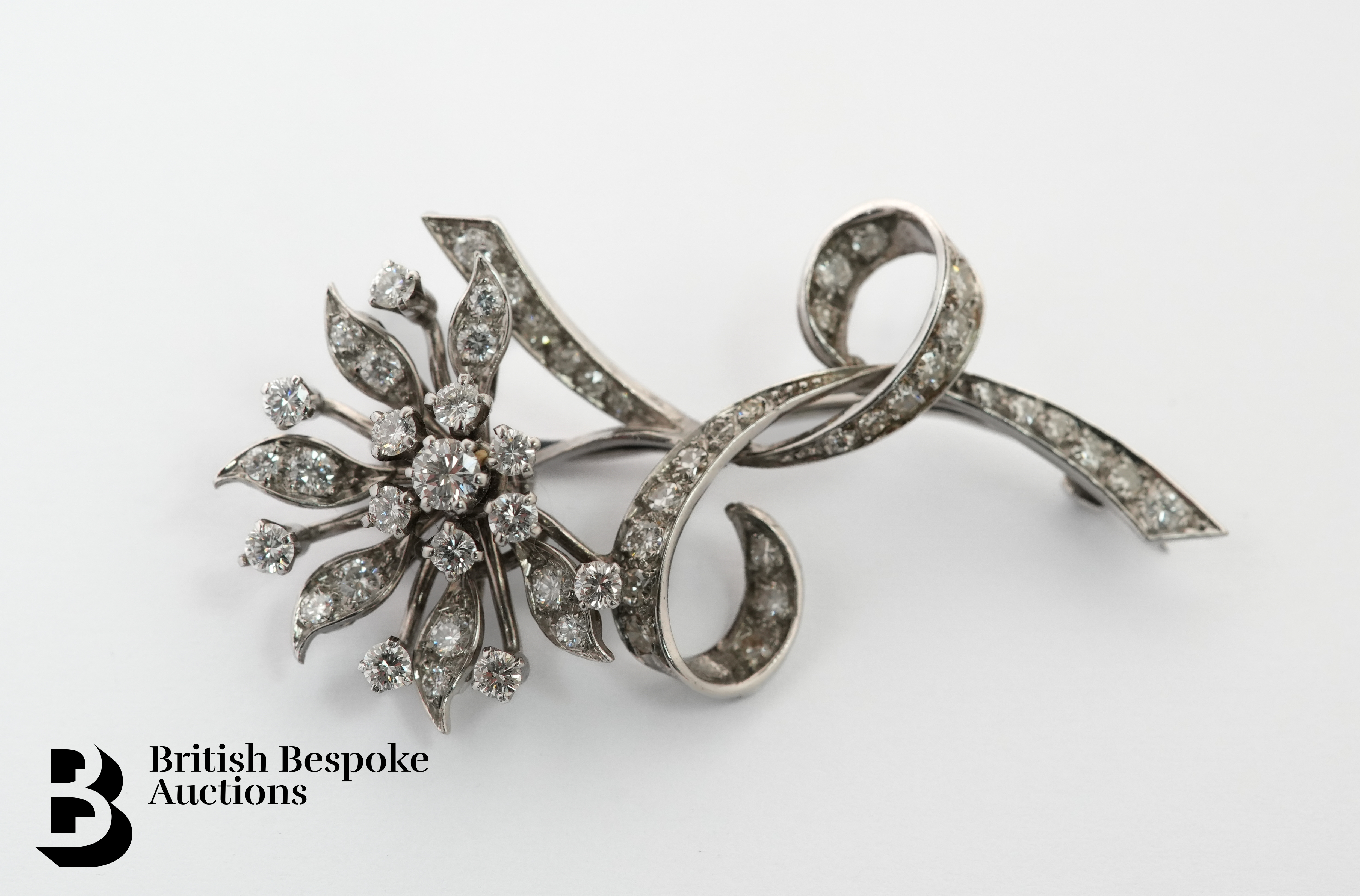 18ct Gold Diamond Floral Spray Brooch