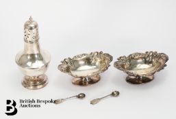 Silver Sugar Sifter and Salts