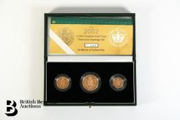 The Royal Mint 2002 Gold Proof Three Coin Sovereign Set
