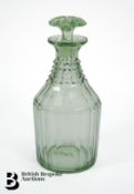 Georgian Green Panel Cut Decanter and Stopper