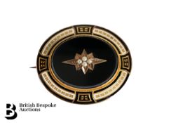 Victorian 9ct Gold Black Onyx and Enamel Mourning Brooch