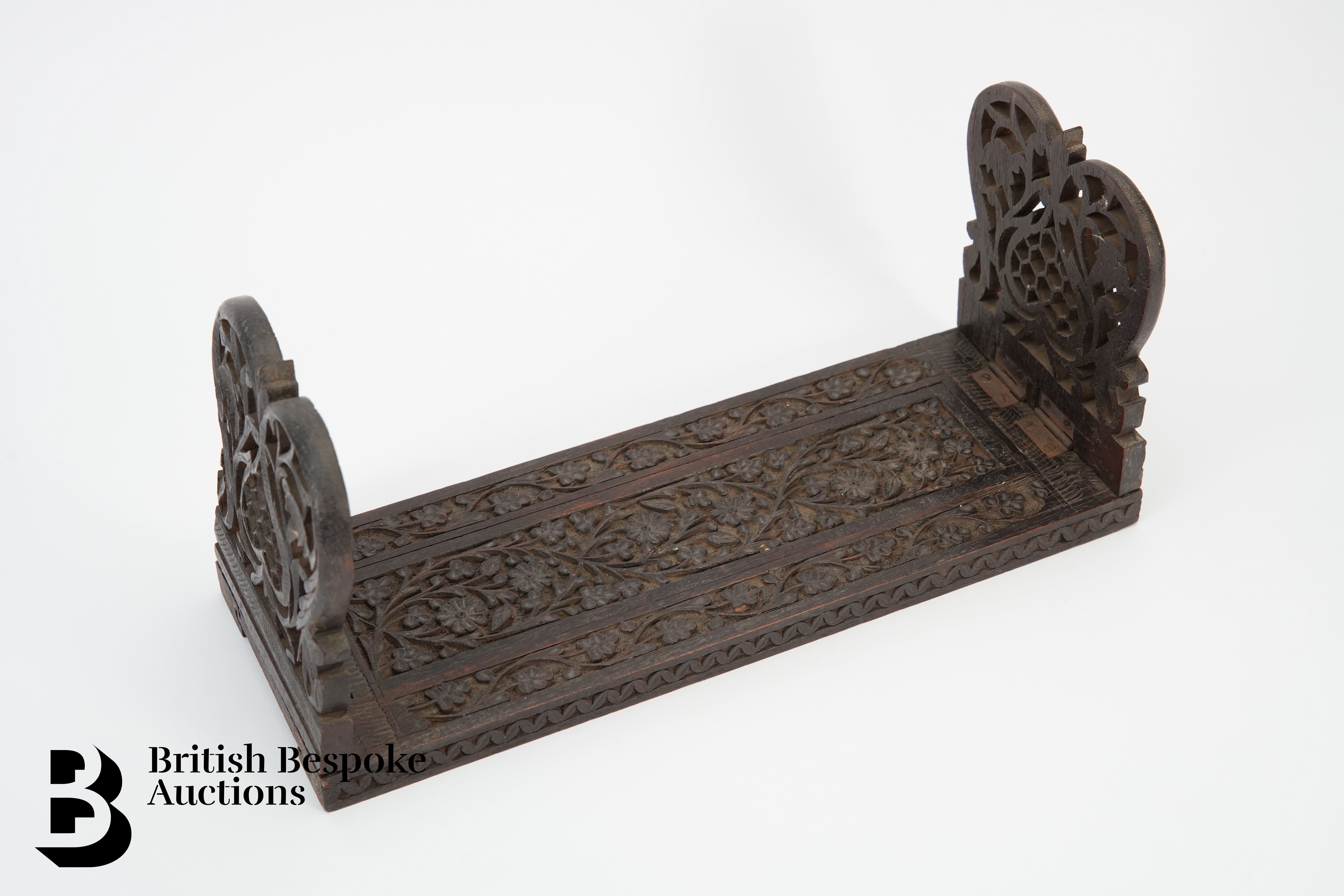 Vintage Carved Oak Book Slide - Image 2 of 3