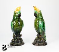 Pair of 19th Century Majolica Parrots