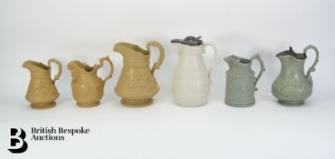 Six 19th Century Relief Moulded Jugs