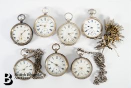 Seven Silver Cased Pocket Watches