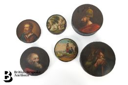 Georgian Black Lacquer Circular Snuff Boxes
