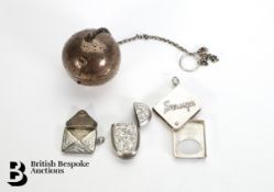 Silver Tea Infuser and Vesta Cases