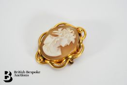 Turquoise and Cameo Brooches