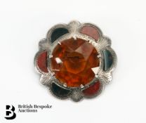 Silver and Hardstone Brooch