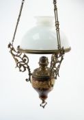 Art Nouveau Flemish Ceiling Oil Lamp