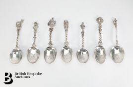 Seven Continental Silver Spoons