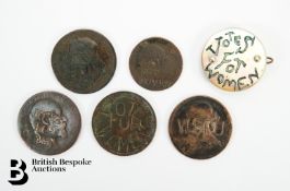 Five Suffragette Defaced Coins