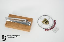 Daimler Flying D Bonnet Mascot and Jaguar Drivers Members Badge