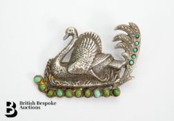 Silver and Turquoise Brooch
