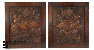 Two Carved Wood Door Panels
