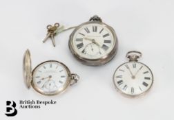 Three Silver Cased Pocket Watches