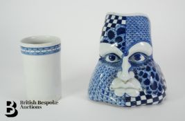 Whimsical Blue and White Mask