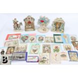 Charming Collection of Approx. 150 Victorian Mechanical, Pop Up, Paper Lace Greeting Cards