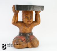 Indonesian Carved Wood Side Table/Plant Stand