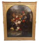 Large F. Suzan (20th Century) Still Life in Flowers Oil on Canvas