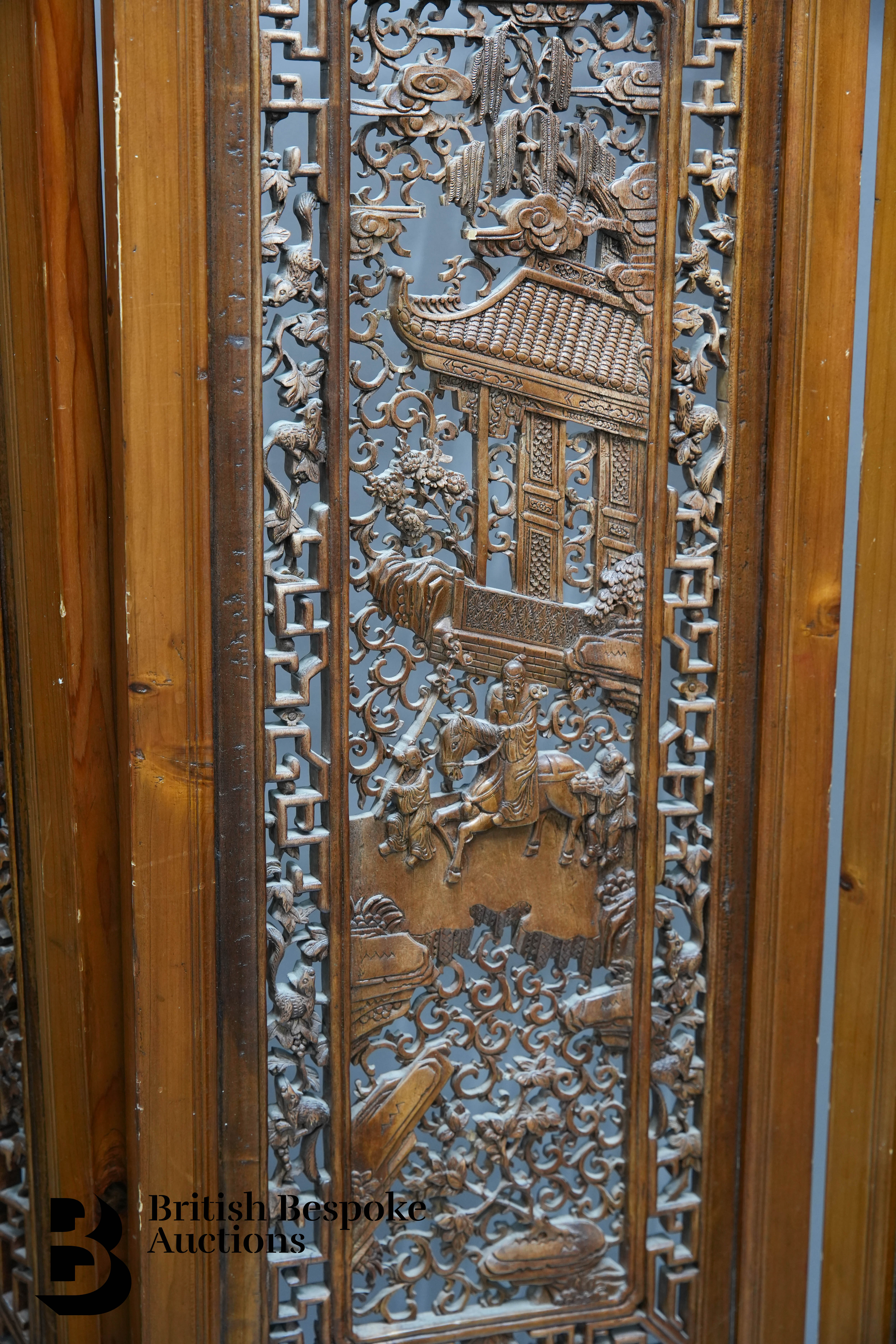 Chinese Four Panel Room Screen - Image 2 of 6