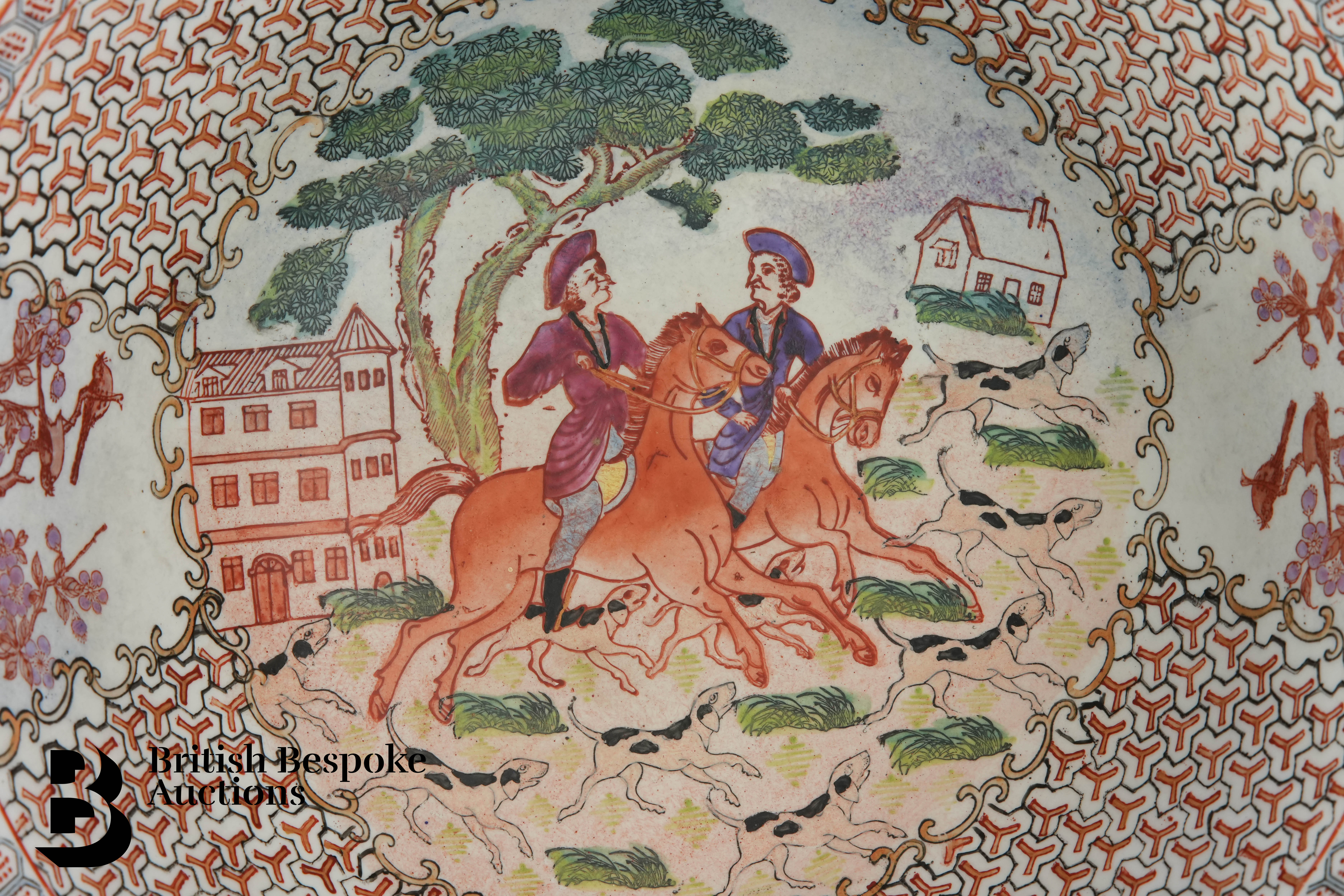 Large Famille Rose 'European Hunting' Bowl - Image 4 of 6