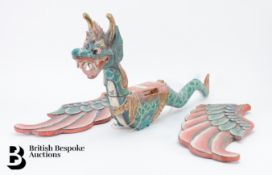 Indonesian Hand Carved Wooden Winged Dragon